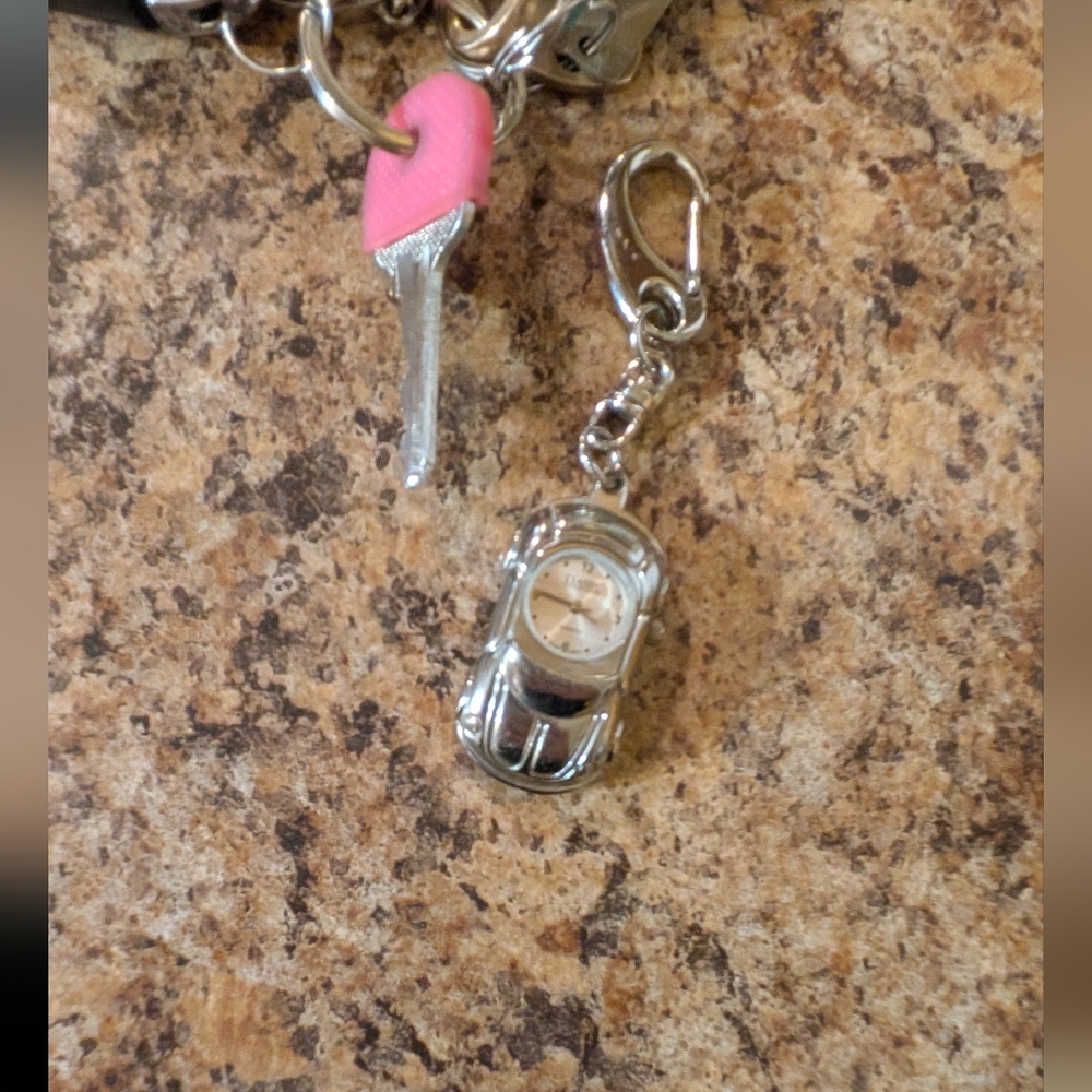 Stainless Steel Car Clock Keychain